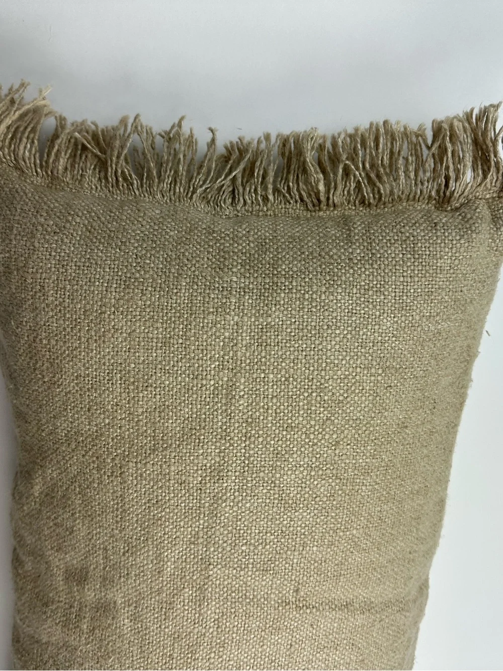 Crate & Barrel European Flax Texture Fringe Accent Pillow Size 24 x 16 Inches